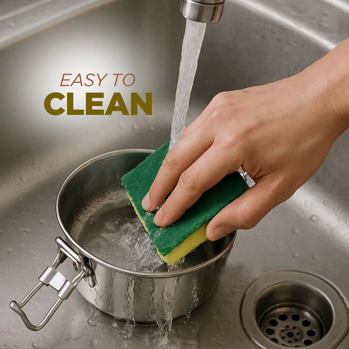 Kraft - Fiambrera de acero inoxidable con 3 compartimentos y asa, 2440 ml, con tapa, a prueba de fugas, para oficina, escuela, contenedor de alimentos, ideal para hombres y mujeres, color plateado