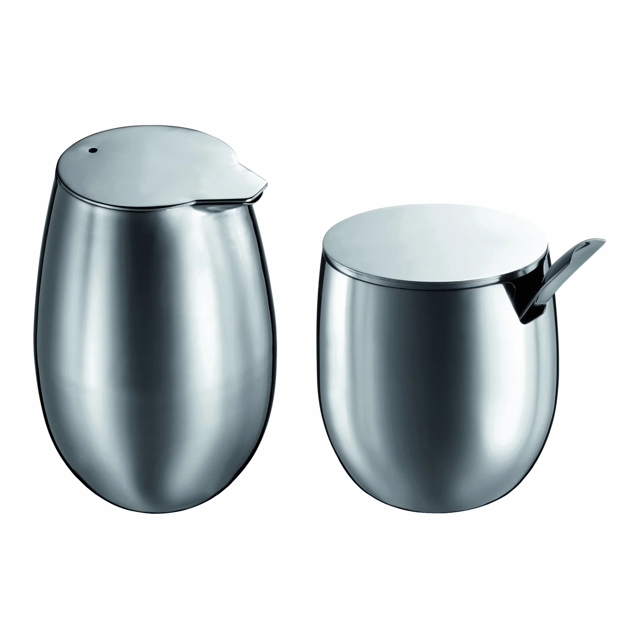 Bodum Columbia - Set de lechera y azucarero con cucharilla, Acero Inoxidable Brillante