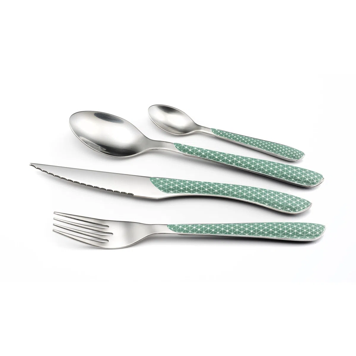 Amefa ECLAT Cubertería de 24 Piezas para 6 Personas, Acero Inoxidable, Vert & Blanc