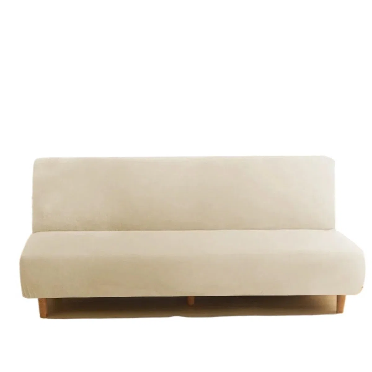 Funda elástica for sofá Cama sin Brazos, Funda for, Color Liso, Plegable, con Base(Beige,L 190-210cm)
