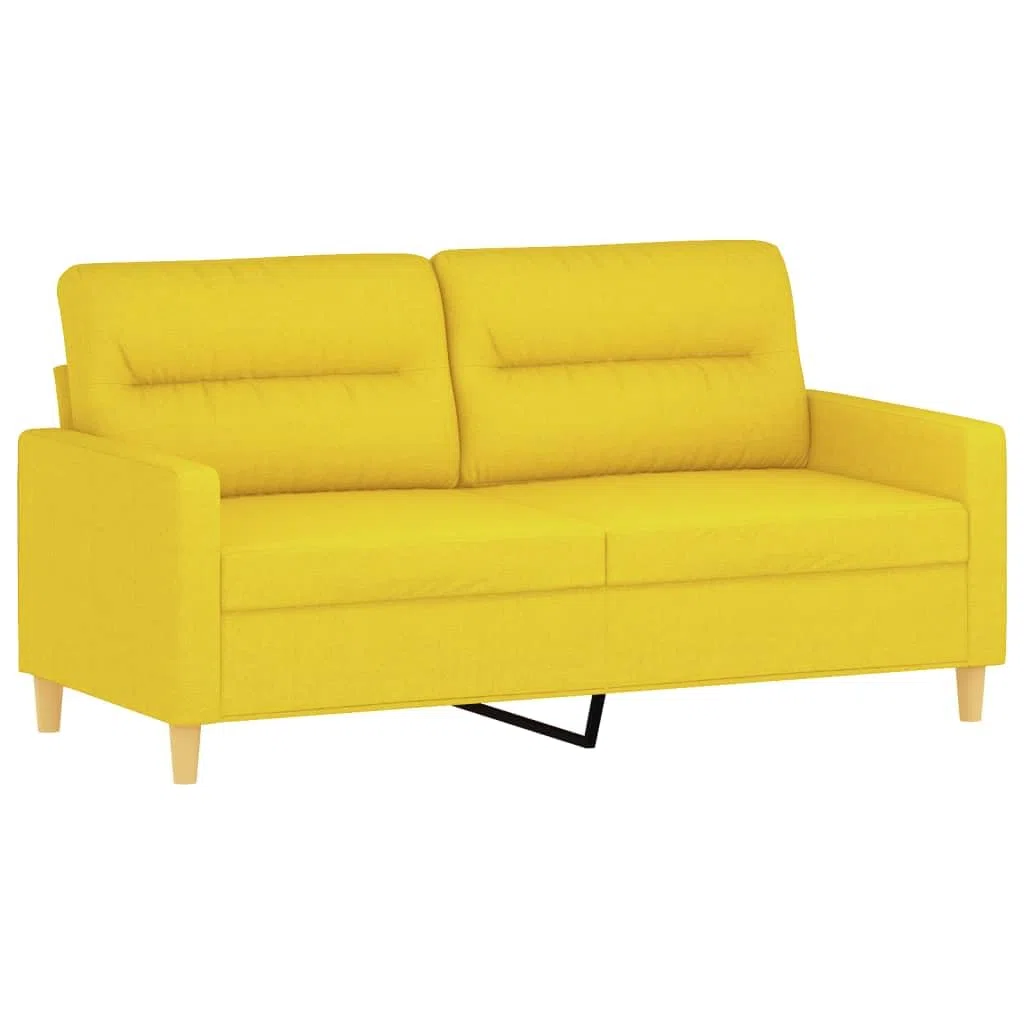 Juego de 2 piezas de sofá con cojín de ruedas, tejido amarillo claro para salón, resistente y transpirable, asiento acolchado grueso y reposabrazos, estructura de madera contrachapada