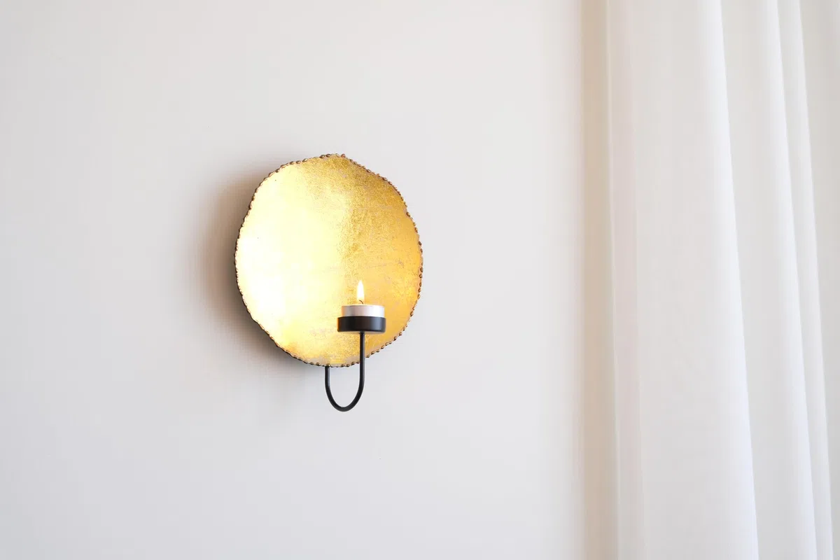 Vidi - Candelabro de pared hecho a mano dorado