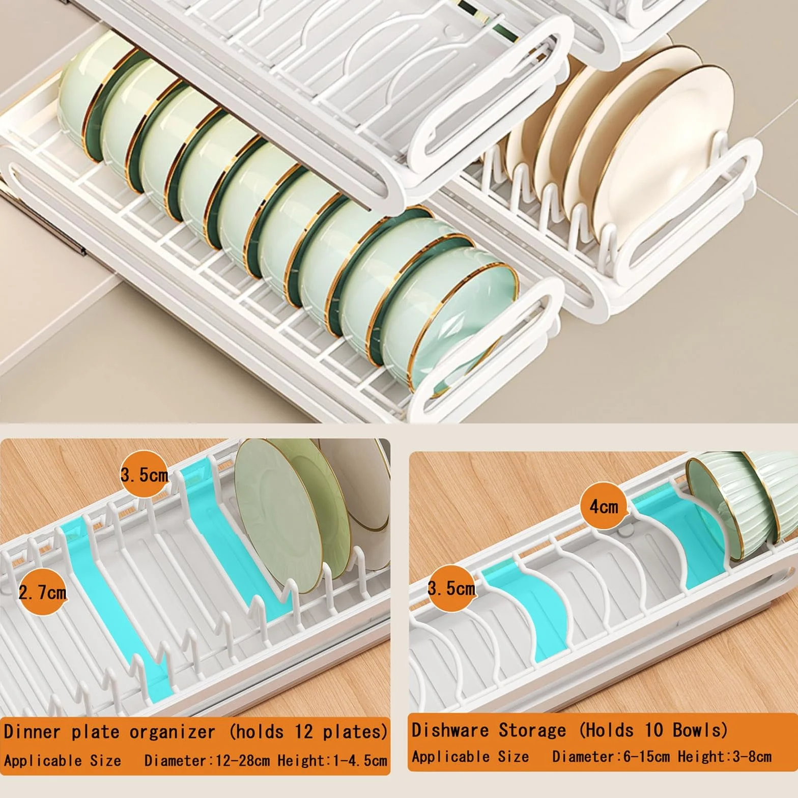 Escurreplatos para Módulos Altos, Escurridor De Platos Y Vasos para Muebles De Cocina, Escurridor De Platos Acero Inoxidable, Escurreplatos De Cocina, Escurreplatos Extensible(Plate Rack)