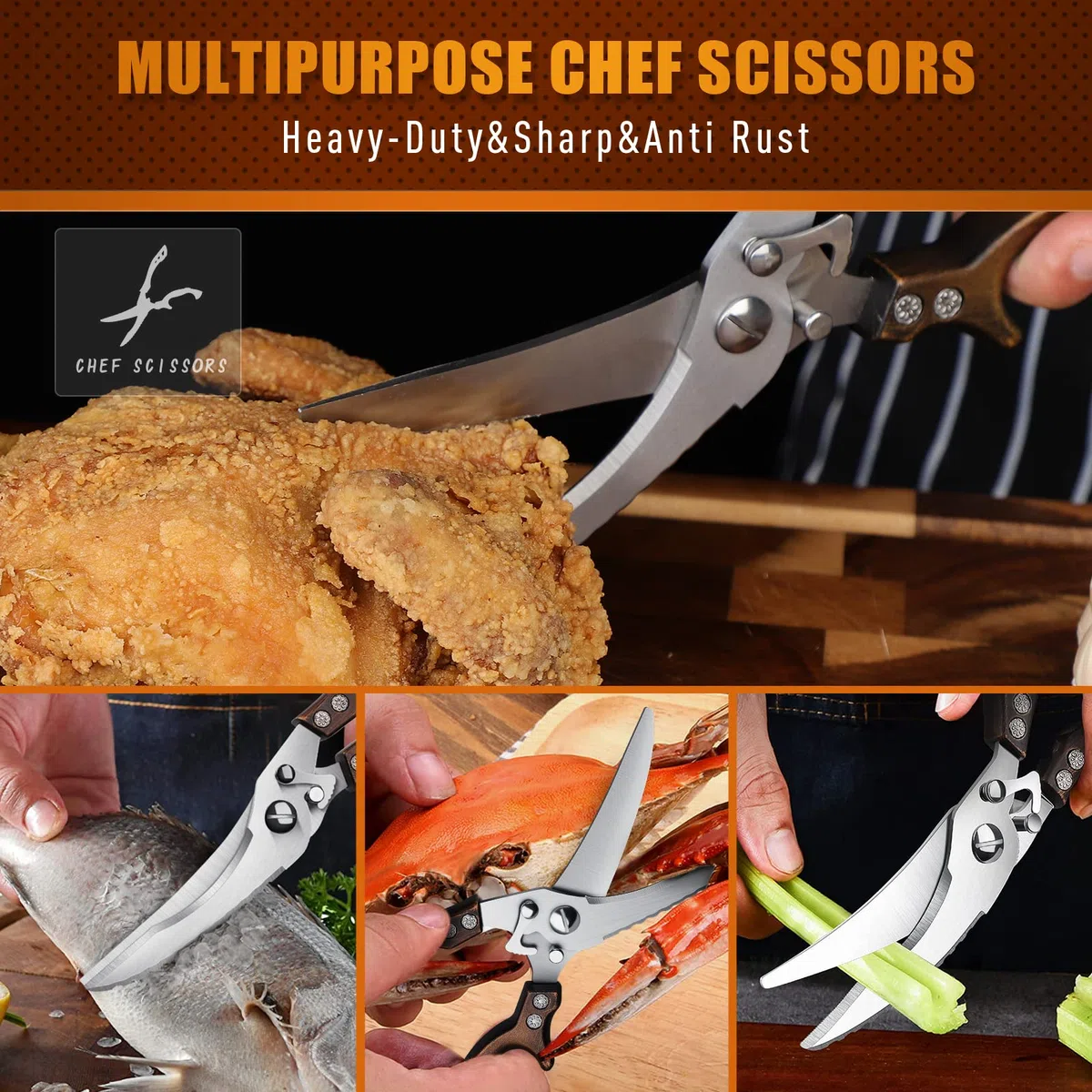 DRAGON RIOT Tijeras Cocina Profesionales, Tijeras de Pollo, Tijeras de Cocina de Alta Resistencia, Tijeras Multiusos para Pollo, Hueso, Carne, Pavo, Pescado Día de Acción de Gracias de Navidad