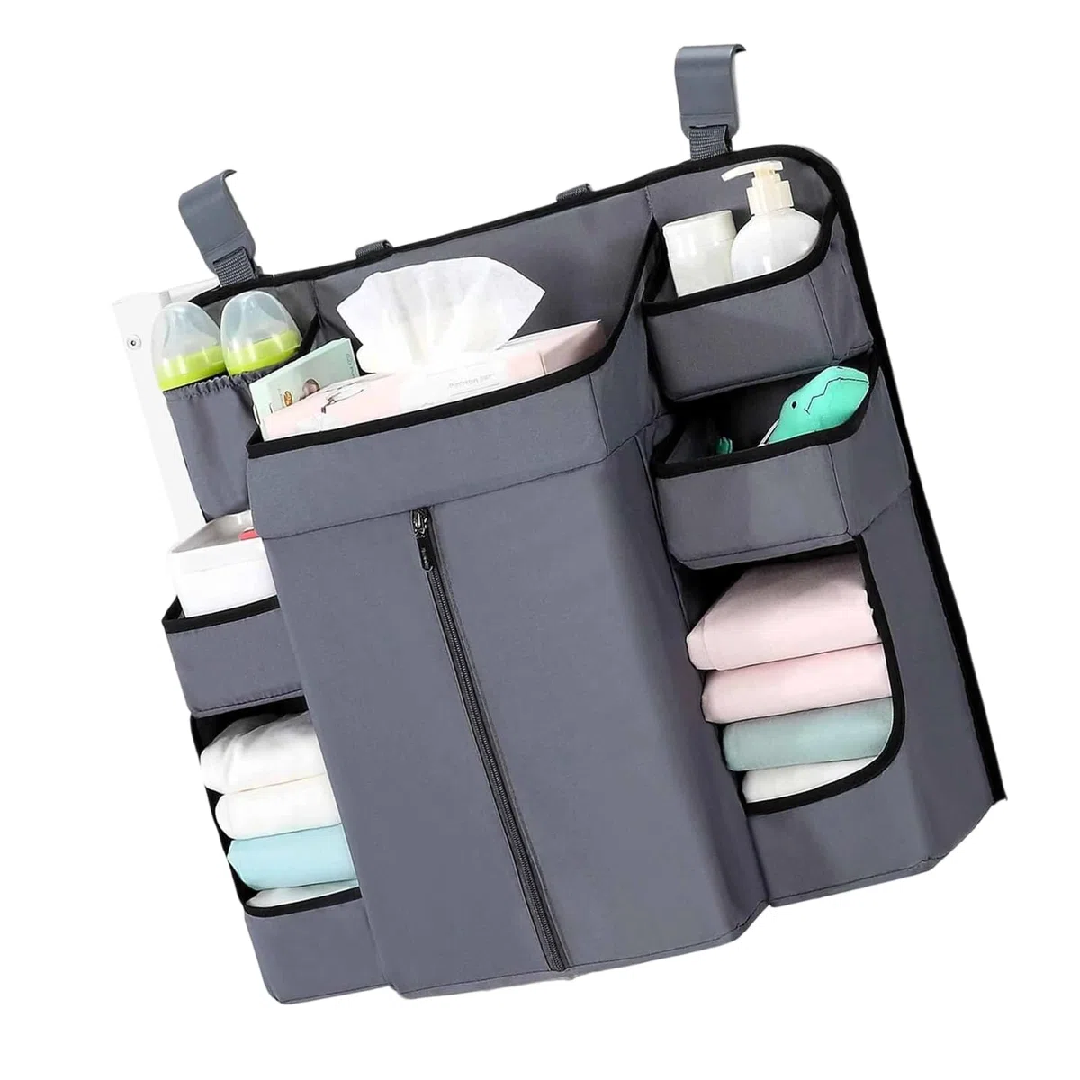 Bolsas de almacenamiento multifuncionales sostenibles para guardería, para pañales, ropa, juguetes, diseño colgante, fácil acceso, organizadores esenciales sostenibles para bebés