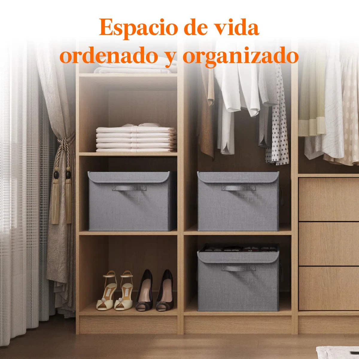 Lifewit Organizador de Zapatos para Armario, Divisores Ajustables para Almacenamiento de Zapatos, Cajas de Almacenamiento Plegables con Cubierta Transparente, Gris Claro, 1 Paquete para 4-16 Pares
