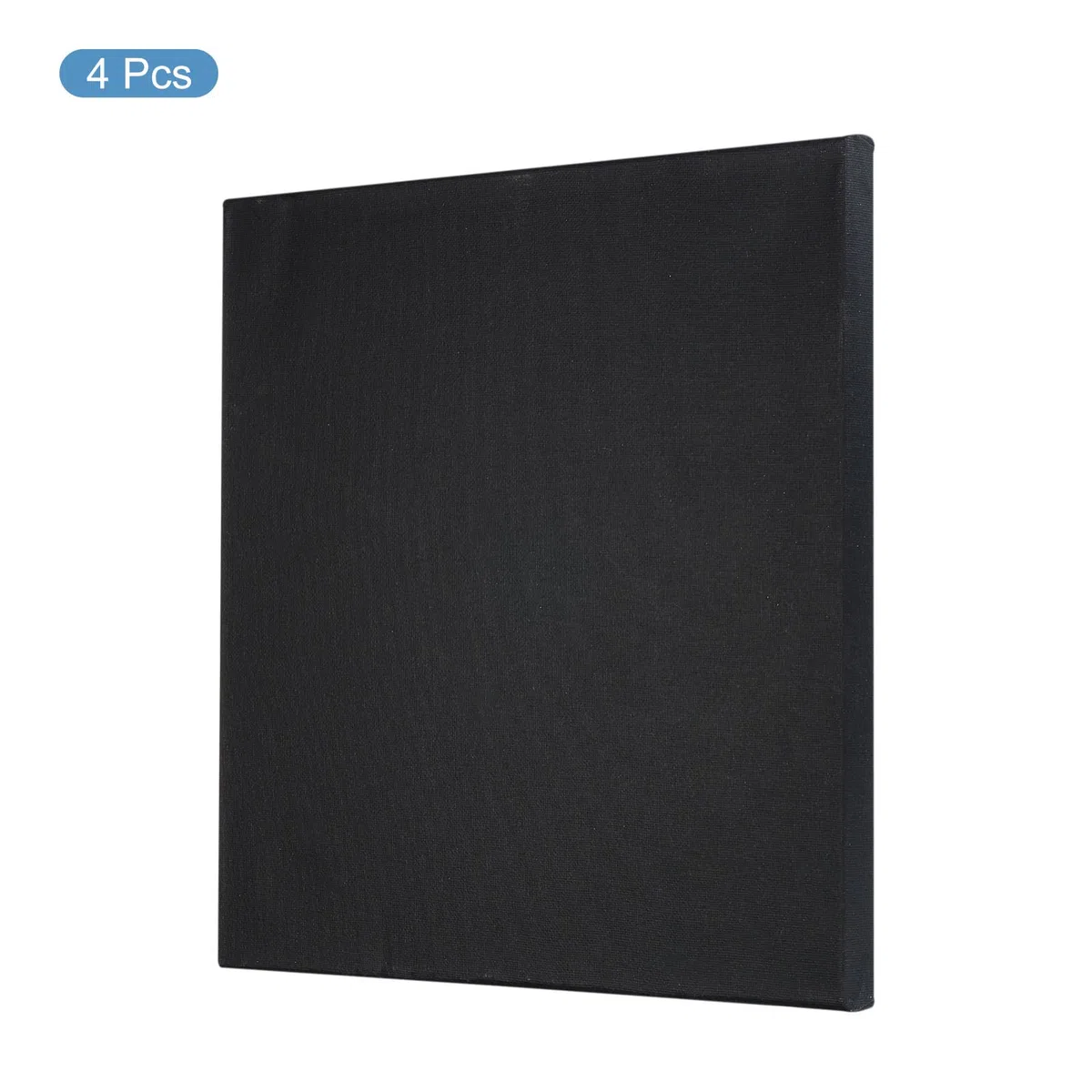 PATIKIL Pintura Lienzos para Pintar, 4 Paquete 12x12 Pulgadas Cuadrado Madera Marco Estirado En Blanco Arte Tablero Paneles para Acrílico, Óleo, Al Temple Pintura, Negro
