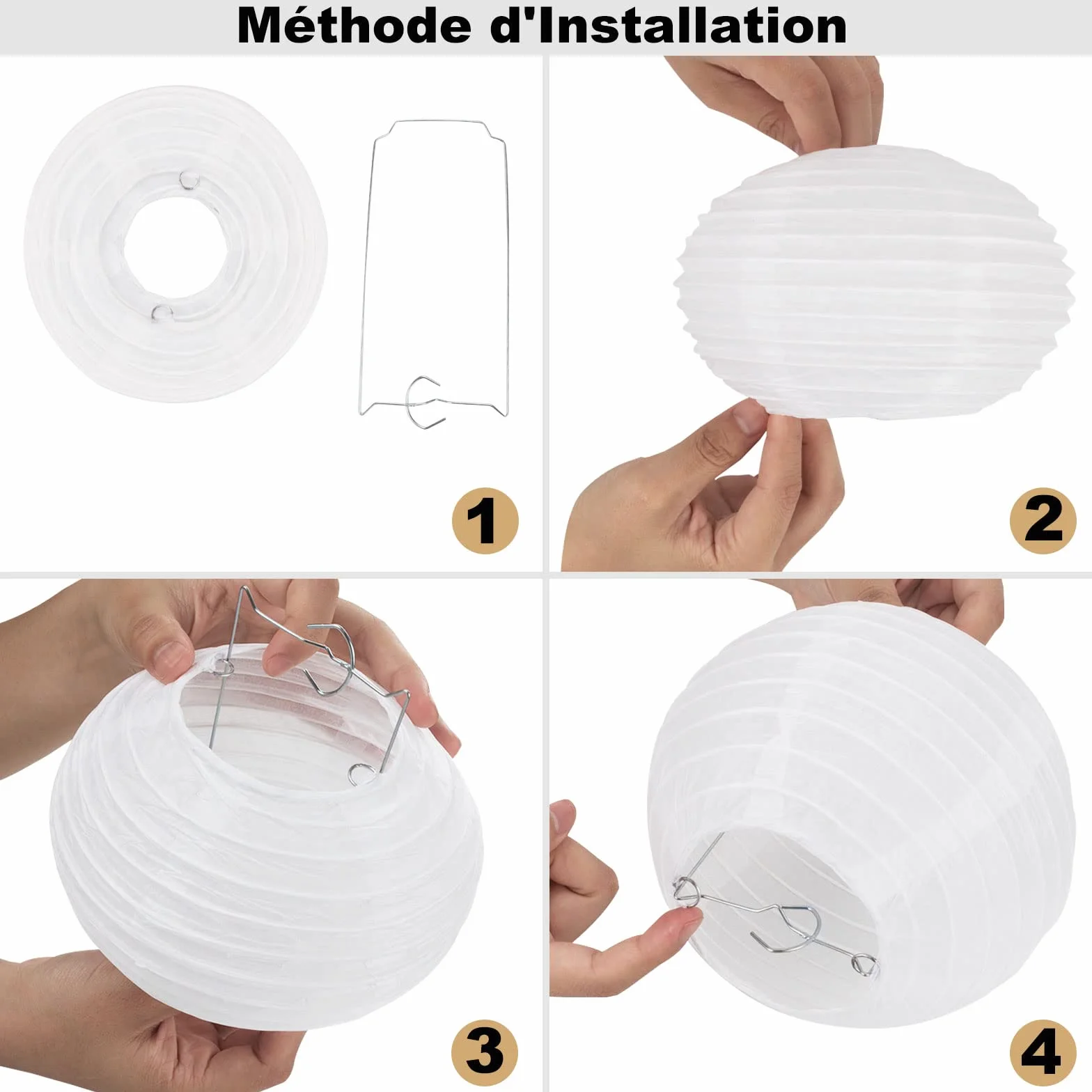 MIVIDE 20 farolillos de papel blanco, 25 cm, pantalla redonda, farolillos de papel blanco para bodas, cumpleaños, fiestas y eventos