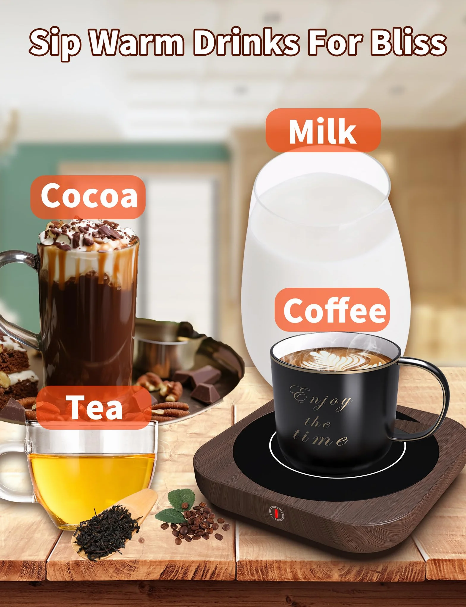 MQFORU Calentador de Tazas de Café con 3 Tecnología Táctil de Temperatura Adjustable (hasta 180 ℉/80 ℃), Calentador de Tazas de Apagado Automático Calentador de té, DS1289
