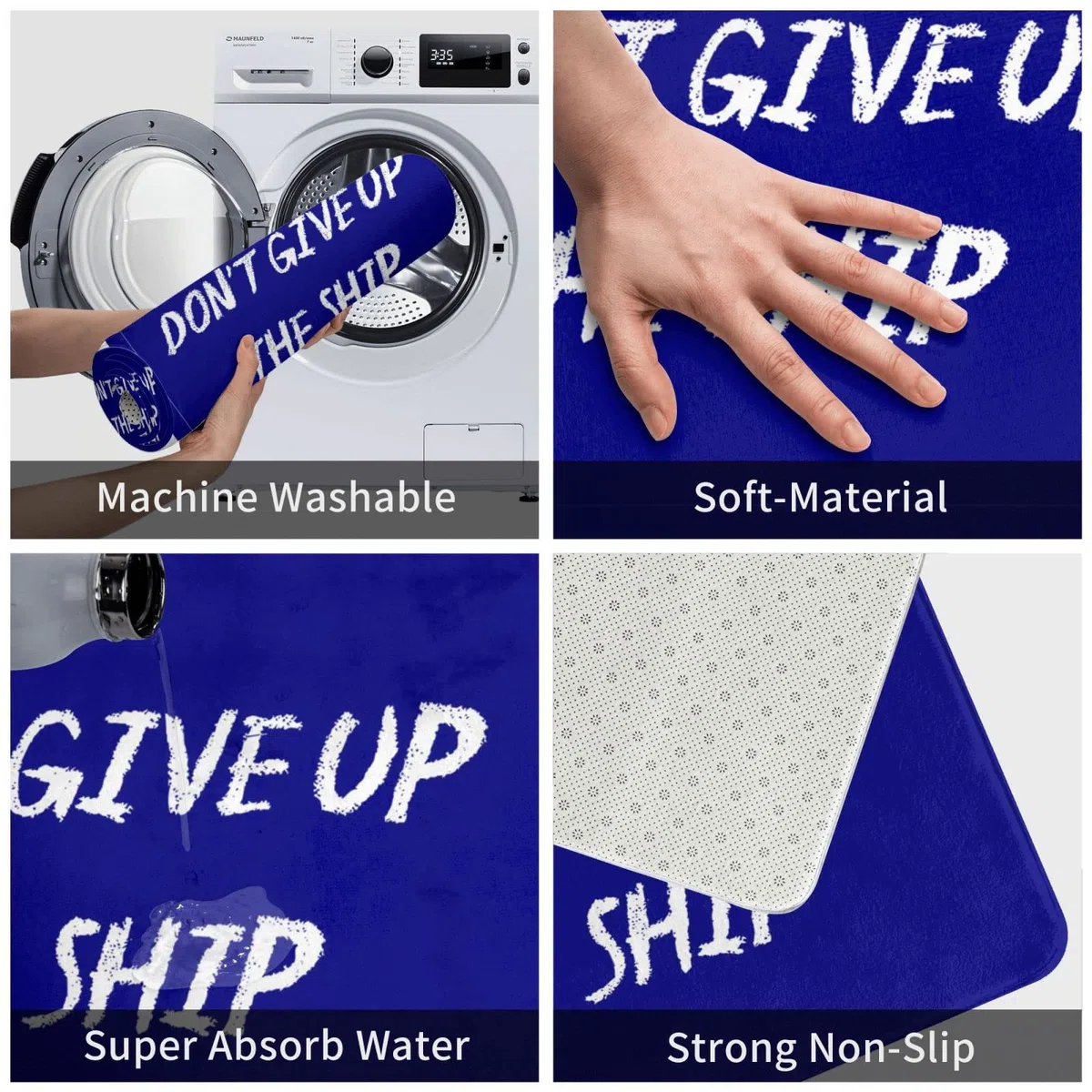Felpudo de invierno para exteriores con texto en inglés "Don'T Give Up The Ship", decoración de habitación (50 x 80 cm)
