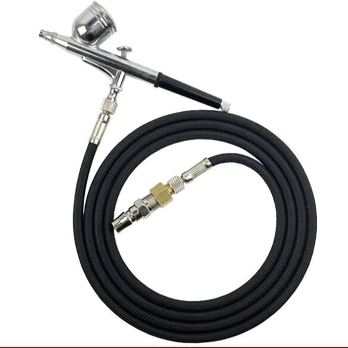 Juego de 2 mangueras de aerógrafo de 1/8 a 1/4 pulgadas, adaptador estándar de 1,8 m, kit de aerógrafo de 6 pies, negro, 1,8 m de longitud