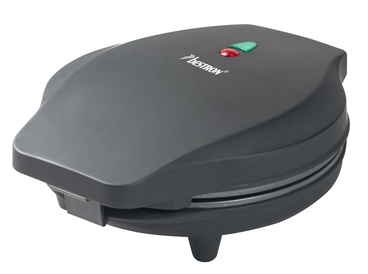 Bestron Donut Maker, mini donut maker eléctrica para 7 pequeños donuts, incl. semáforo de cocción y revestimiento antiadherente, 700 vatios, Color: Negro Mate