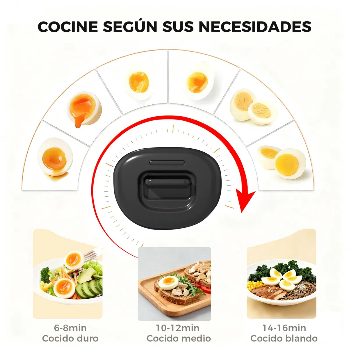 YASHE Cocedor de huevos, 7 huevos duros, para escalfar huevos, tortillas, bandeja y recipiente para huevos libres de BPA, señal acústica