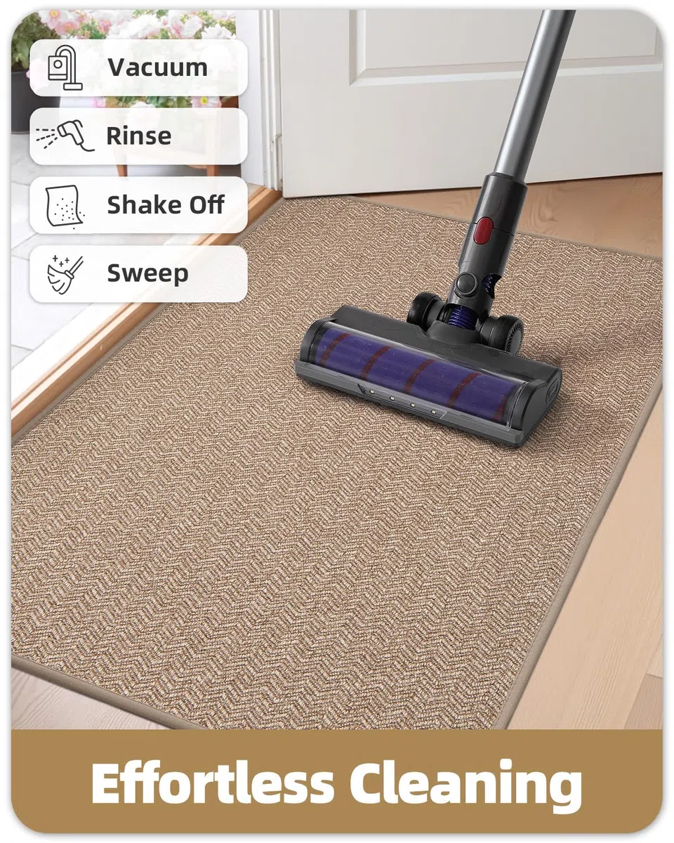 Color&Geometry Felpudo Entrada Casa 43.5 x 75 cm, Alfombra Entrada Casa Interior/Exterior Lavable Antideslizante, Tapete Entrada Absorbente Resistente a Las Manchas, Beige