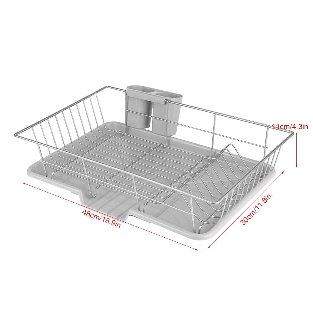 Escurreplatos de Cocina de Acero Inoxidable, Soporte para Utensilios de Fregadero, Dish Rack de Apoyo, 48 x 30 x 11 cm