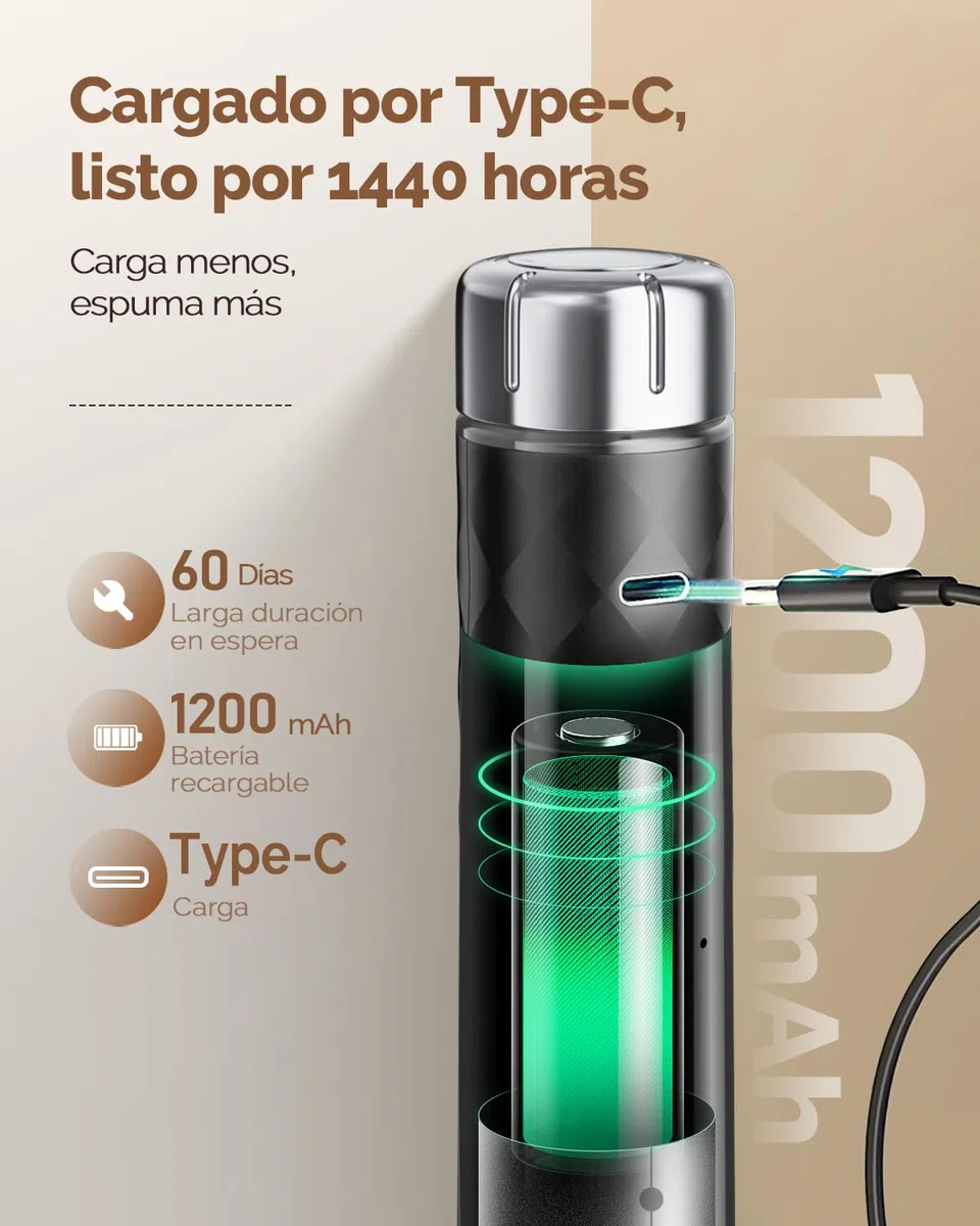 Maestri House Espumador de leche, Batidora con Control de Velocidad Continuo, Espumador Leche Recargable con Batidor y Soporte de Acero Inoxidable, Batidor Electrico te Matcha
