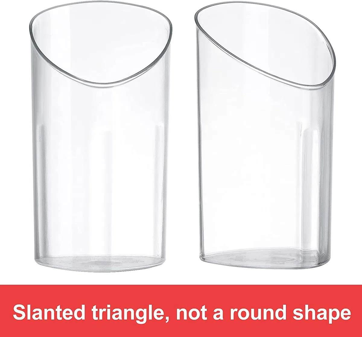KAHEIGN 100 Piezas Mini Tazas de Postre En ángulo, 75ml Vasos de Postre Redondos de Plástico Copa de Aperitivo de Parfait Transparente Tazón para Servir Reutilizable para Mousse Pudín (8,5 x 4,5cm)