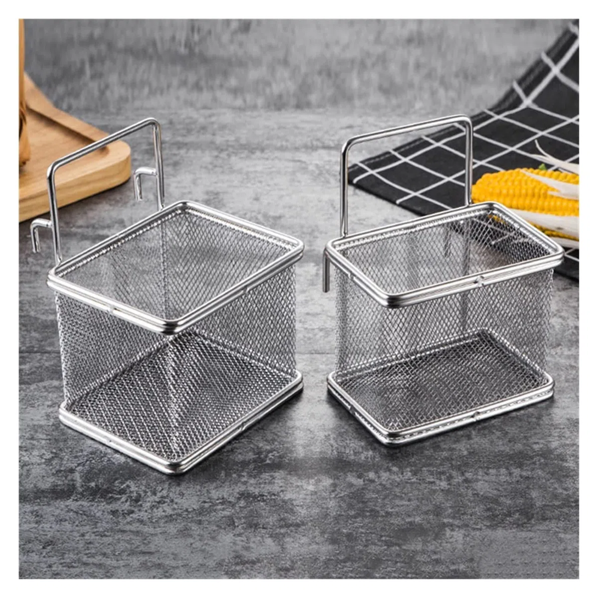 Cesta para freidora de acero inoxidable 304, cesta para freír en caliente, filtro para sartén, colador de alimentos, pantalla para fugas de aceite, cesta coladora con filtro para bolas de masa hervi