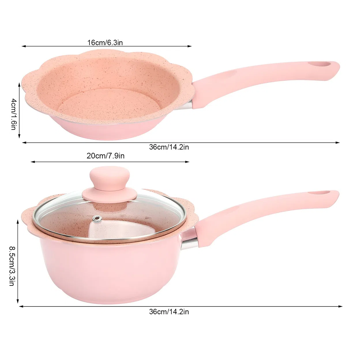 Cacerola para leche 2 piezas, sartén para cocinar alimentos para bebés Sartén multifunción antiadherente Cacerola para cocinar alimentos para bebés Utensilios de cocina