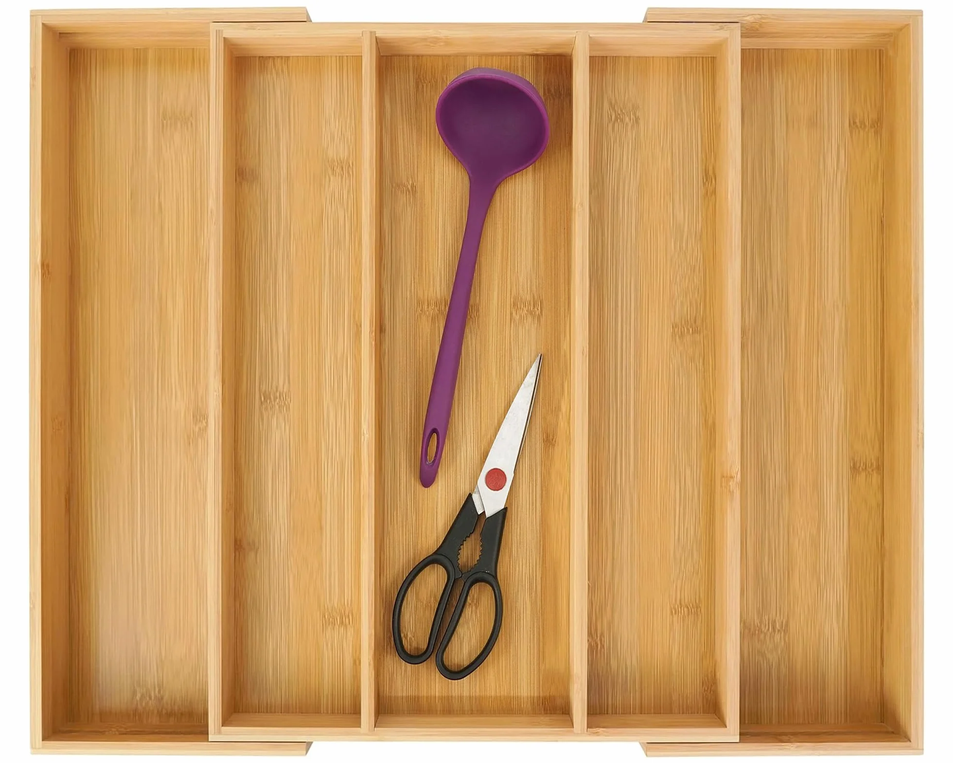 Utoplike Bandeja de Bambú para Cubiertos, Organizador Extensible para Cajón de Utensilios, Porta Cubiertos, Porta Herramientas para Cocina, Dormitorio, Sala de Estar