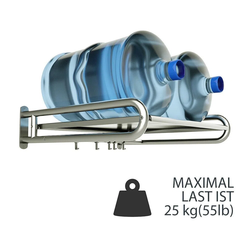 Estantería para microondas de acero inoxidable, soporte para horno y microondas, estante de cocina con gancho móvil