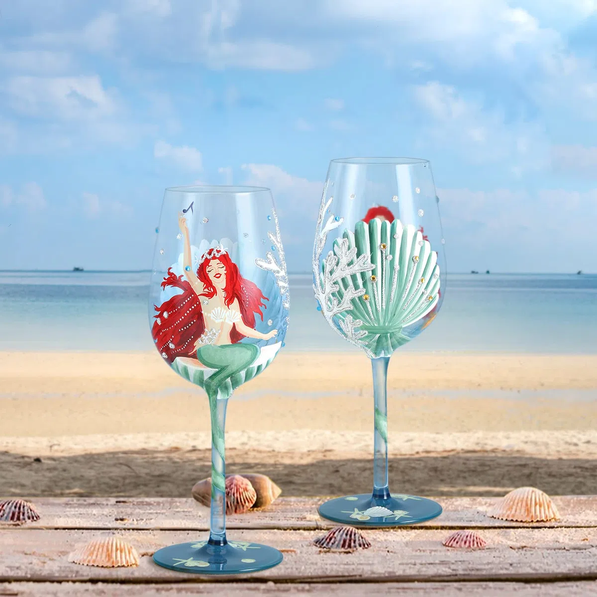 NymphFable Copa de Vino Princesa Sirena Pintada a Mano 15oz Regalos de Cumpleaños Personalizados para Mujeres (1 unidad)