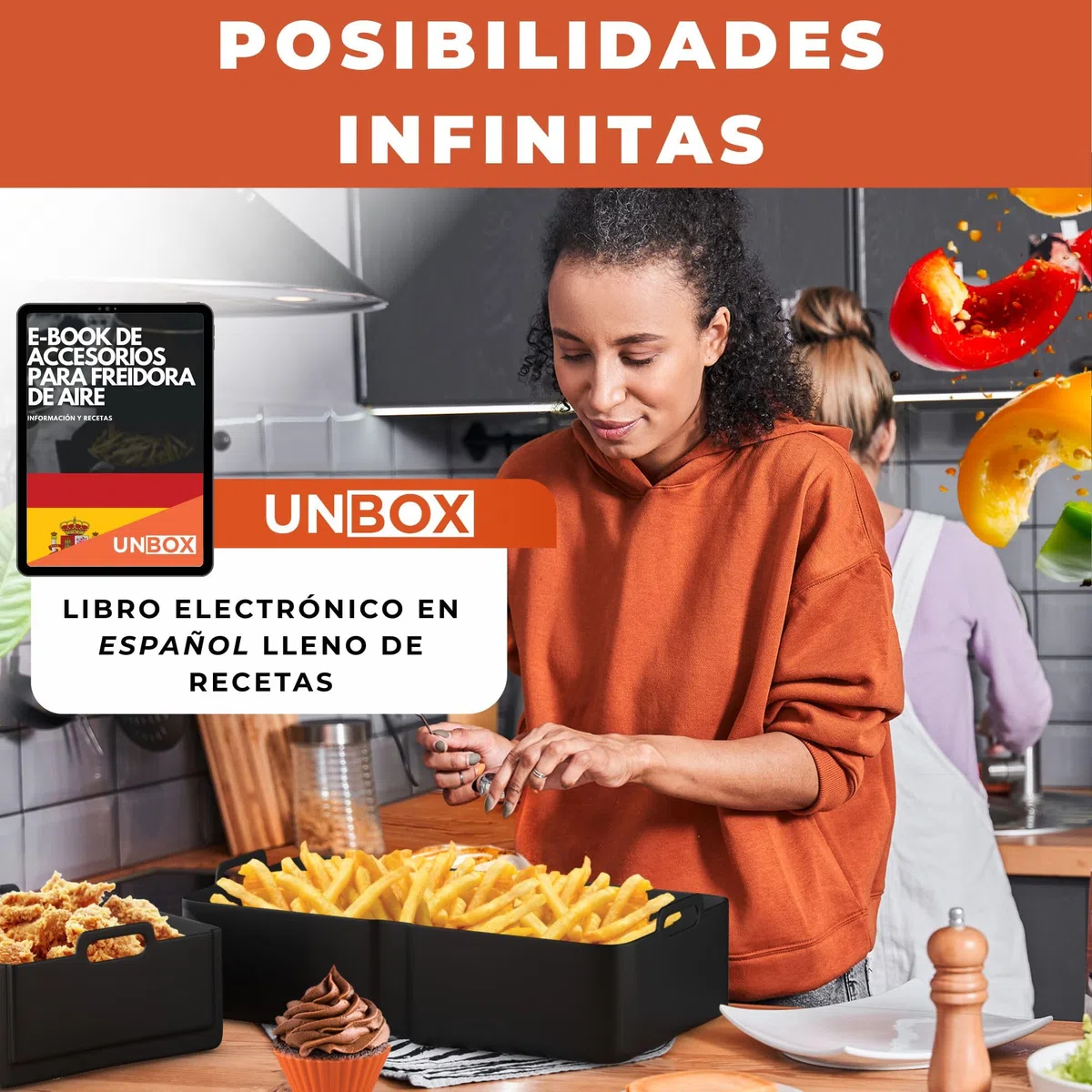 UNBOX 15 Piezas Accesorios para Freidora Cosori Dual Blaze 10 Litros - Molde Silicona Freidora de Aire para Ninja Flexdrawer AF500EU 10,4L, Cosori Dual Blaze TwinFry 10L
