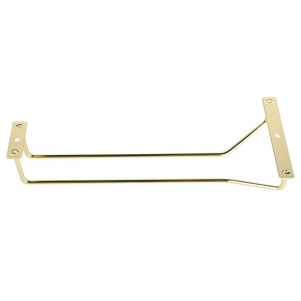 Soporte para copas de vino de 27,5 cm, para debajo del gabinete, estante para copas de vino, soporte para trompas de alambre colgante para barra de cocina, paquete de 2