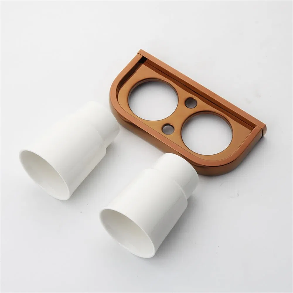 Accesorios de baño de Oro Rosa, Cepillo de baño de latón Macizo, Soporte de Papel, jabonera, Estante de Toalla, Kit Combinado de Montaje en Pared, Soporte para 2 Tazas
