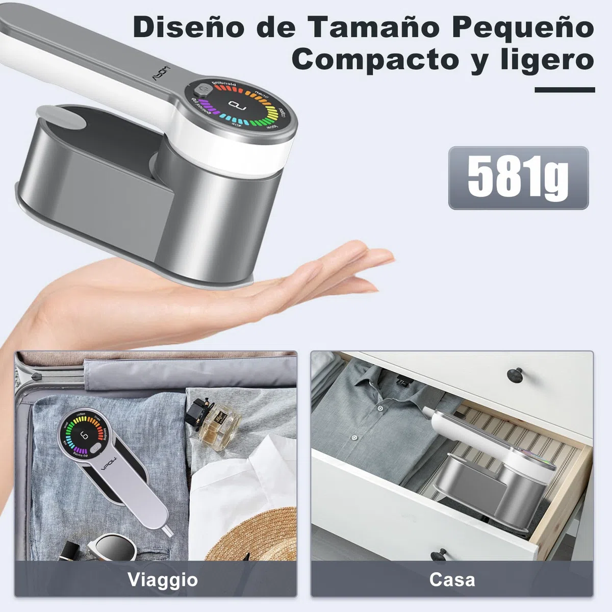 Plancha Vertical Vapor Planchas Viaje: 1200W Steamer Portátil de Mano para Horizontal y Vertical Calentamiento Rápido - Mini Planchas Modo de planchado en seco y 5 Modos de Vapor - Para Hogar y Viajes
