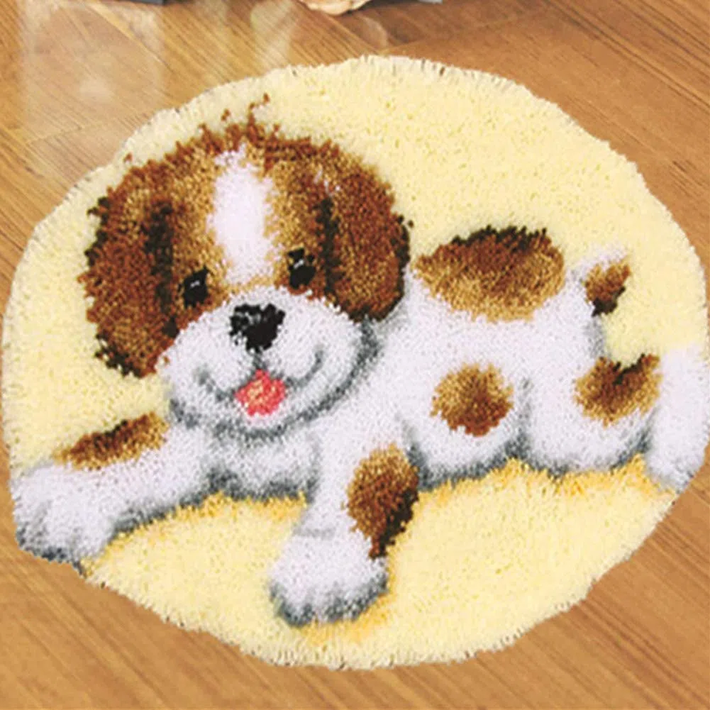 AYYDS Kit de alfombra de punto de cruz para niños y adultos, 50 cm, perros A, no plegable