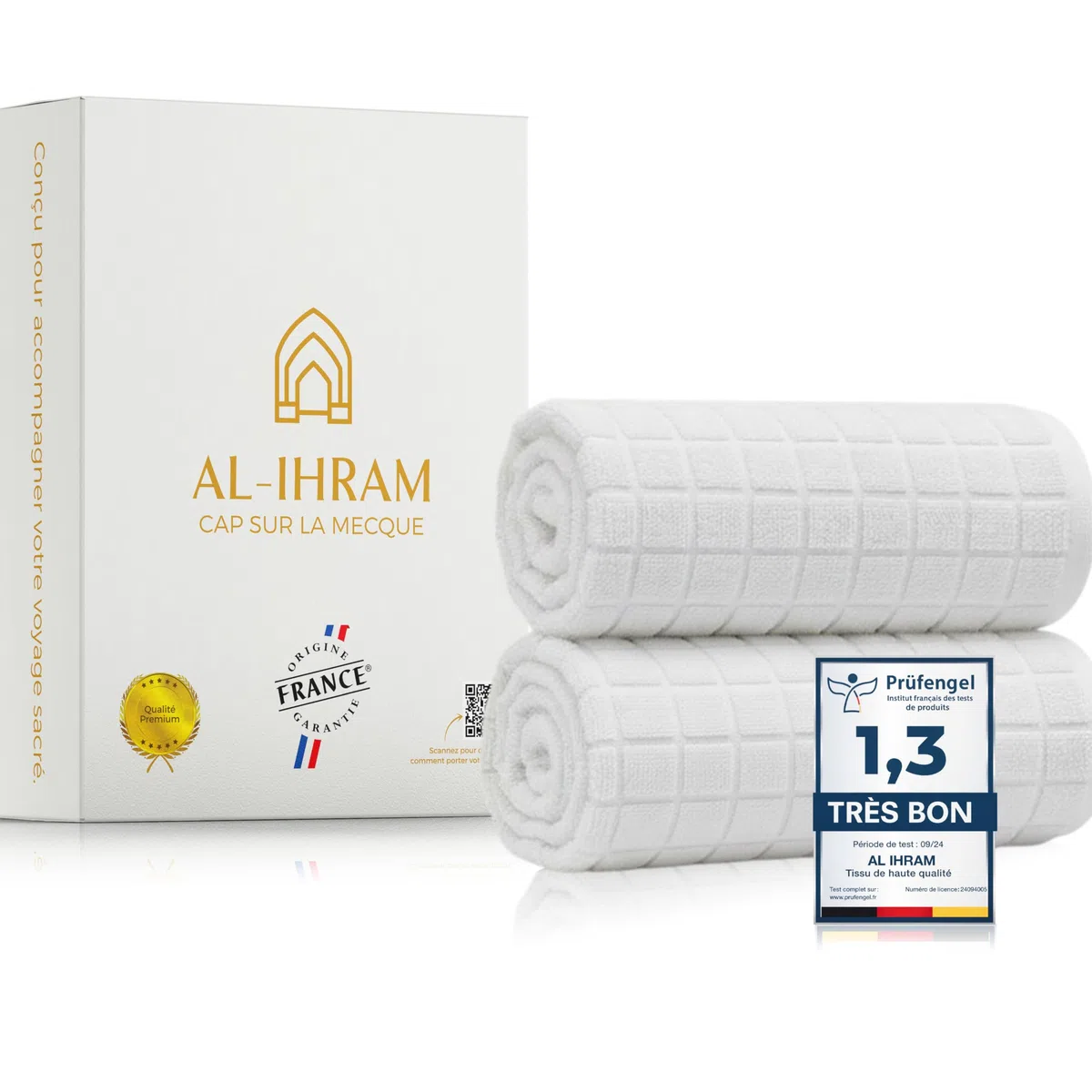 Ihram para Hombres 2 Piezas 1300 g – 100% Microfibra Premium para Hajj y Umrah | Tejido Ligero, Suave, Sin Olor, No se Pega al Cuerpo Secado Rápido y Confort Máximo