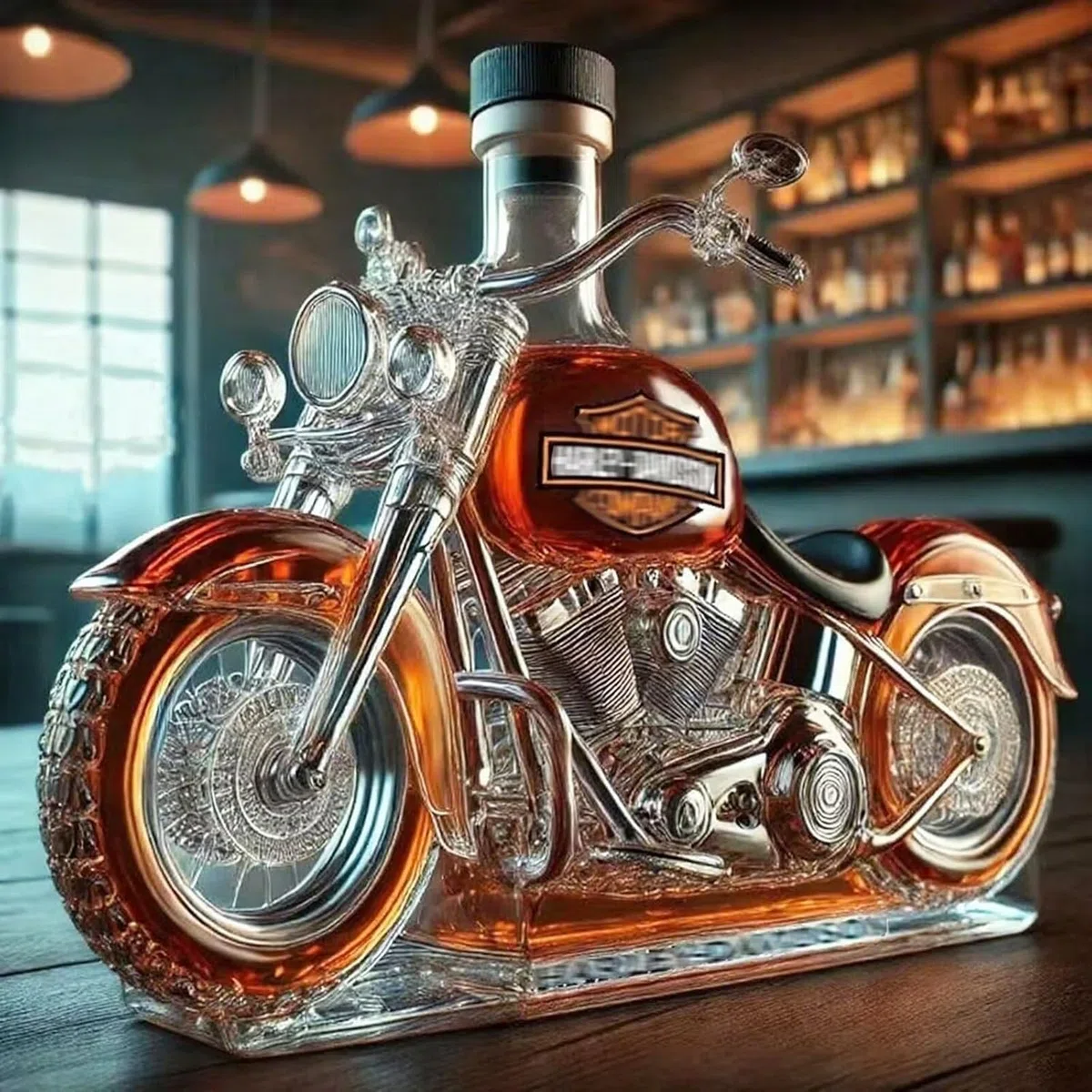 Decantador de Whisky 3D en Forma de Motocicleta, Vidrio Soplado a Mano, 350 ml, Botella para Almacenamiento de Licores, Regalo Único para Amantes de Motos