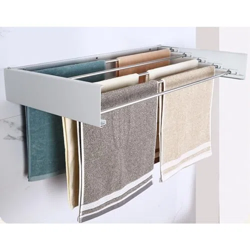 Tendedero Plegable de Pared Mikomika - Diseño Compacto y Retráctil con 30 kg de Capacidad - Ideal para Interior y Exterior, Ahorra Espacio (Blanco)