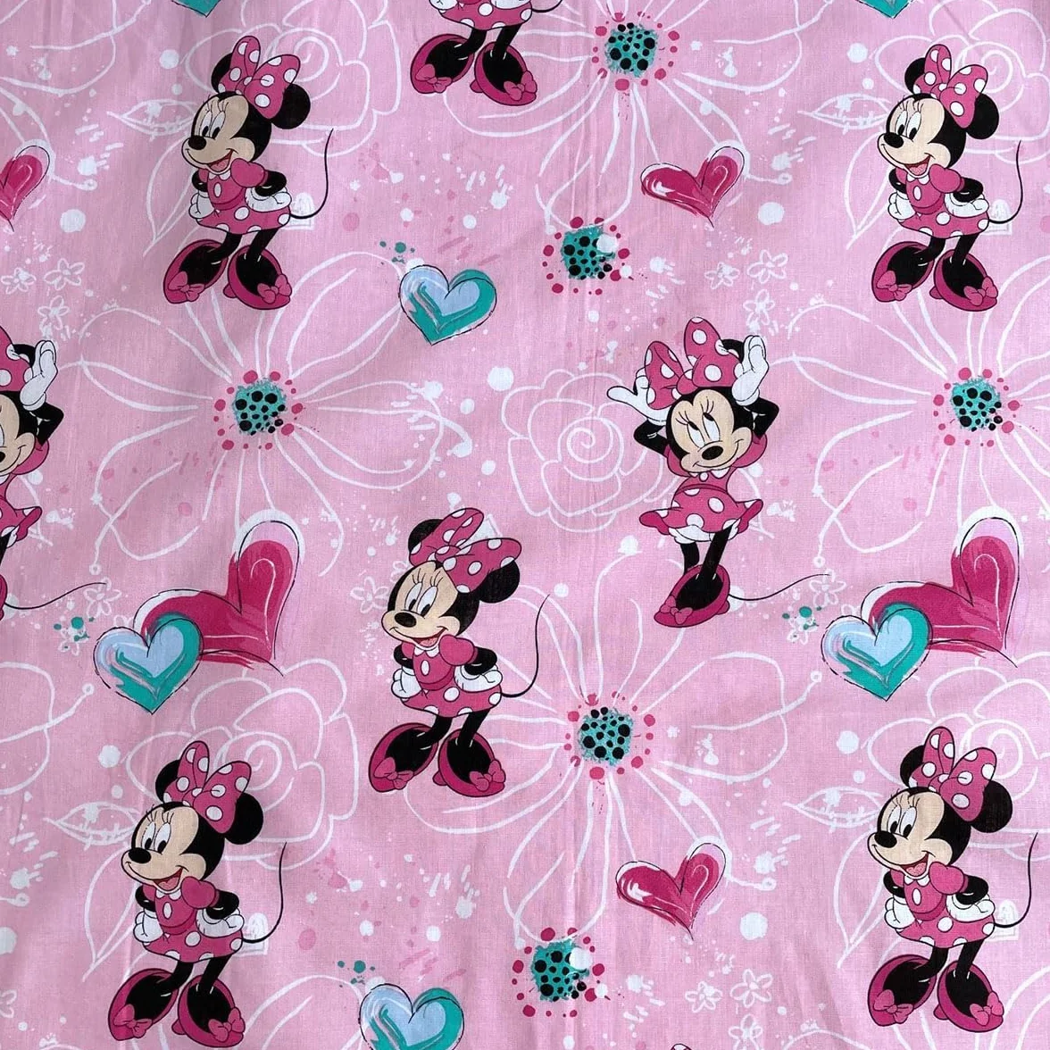 Minnie Mouse Funda Nórdica Bebé 100x135 + Funda Almohada 40x60 100% Algodón | Ropa de cama bebé reversible | Algodón natural suave transpirable | Disney | Niña 0-3 | Cuna | Regalo | Lavable a máquina