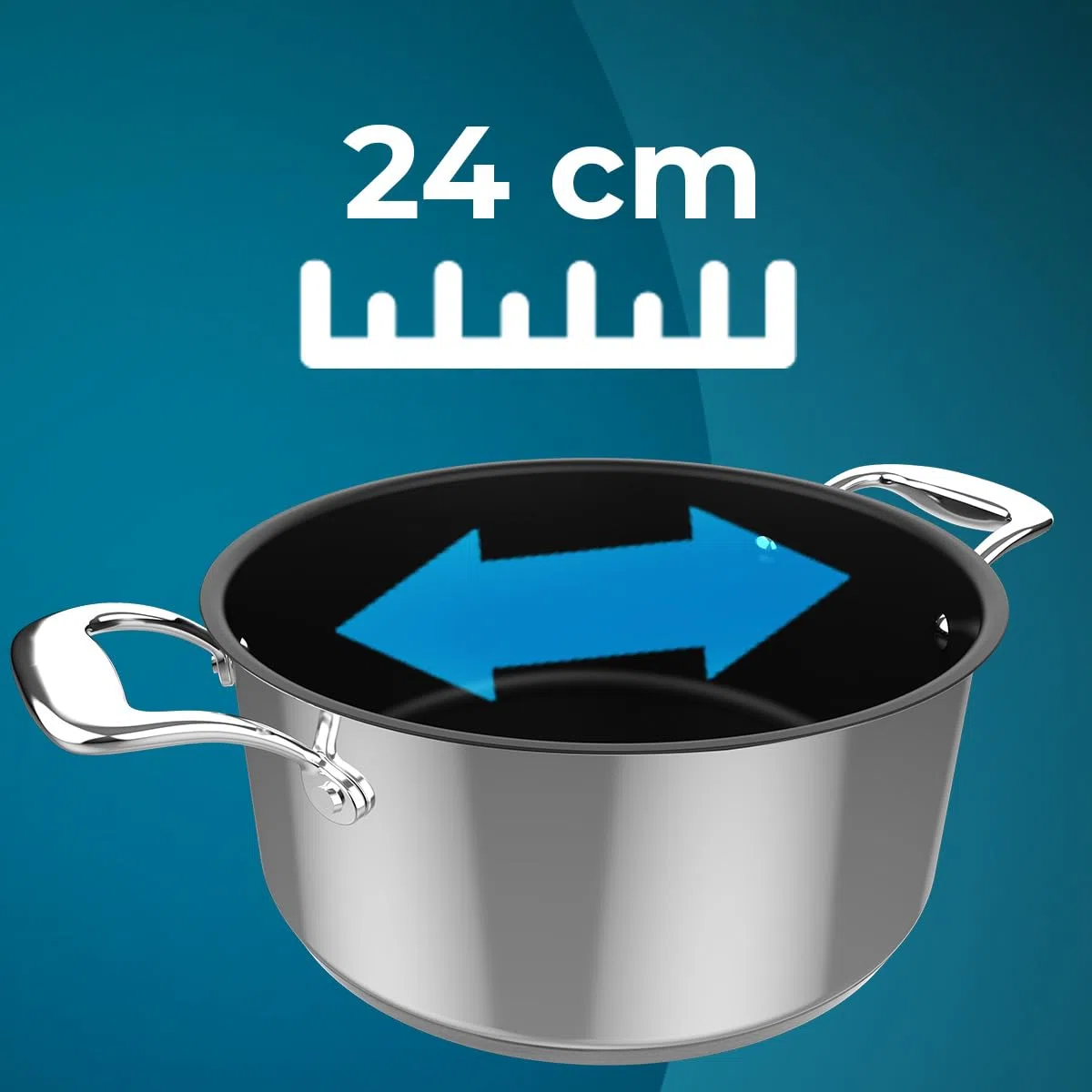 Cecotec Olla Polka Classy 24 Pot Steel. Diámetro 24 cm, Capacidad 4 L, Acero Inoxidable 18/10, Revestimiento Antiadherente, Asas Remachadas, Tapa de Cristal, Apta para todo tipo de Cocinas