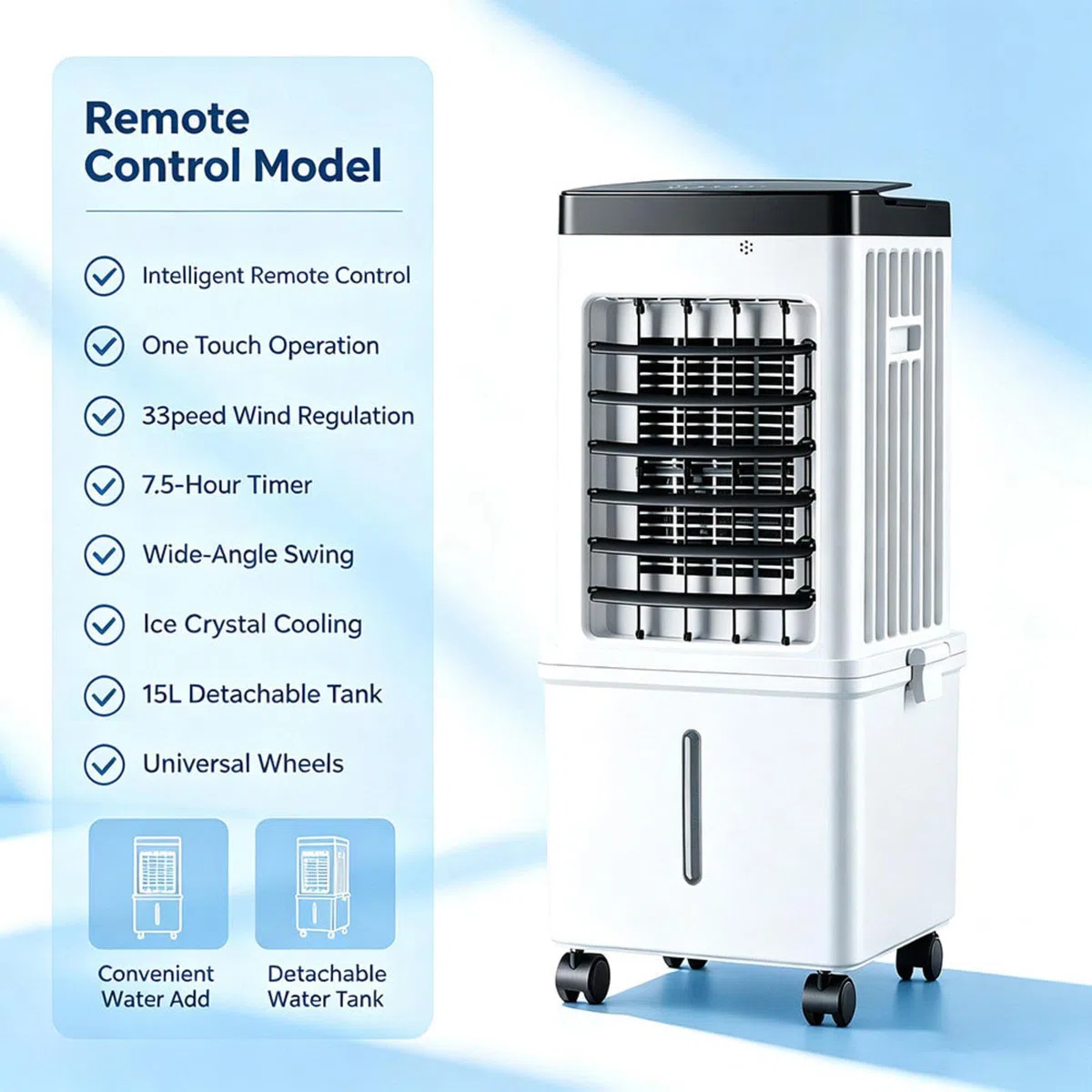 Aire Acondicionado PortáTil Sin Tubo Exterior Con HumidificacióN 36–45 DB DepóSito De Agua ExtraíBle De MáS De 10 L 3 Velocidades Con Temporizador De 2–8 H Para Los DíAs Calurosos