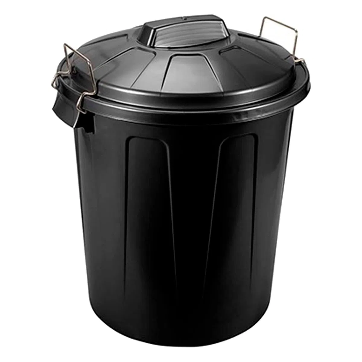Acan Tradineur - Cubo de Basura con Asas metálicas y Tapa, plástico Resistente, contenedor de residuos, Papelera, Reciclaje, Industrial, hogar, Fabricado en España (Negro, 70 litros)