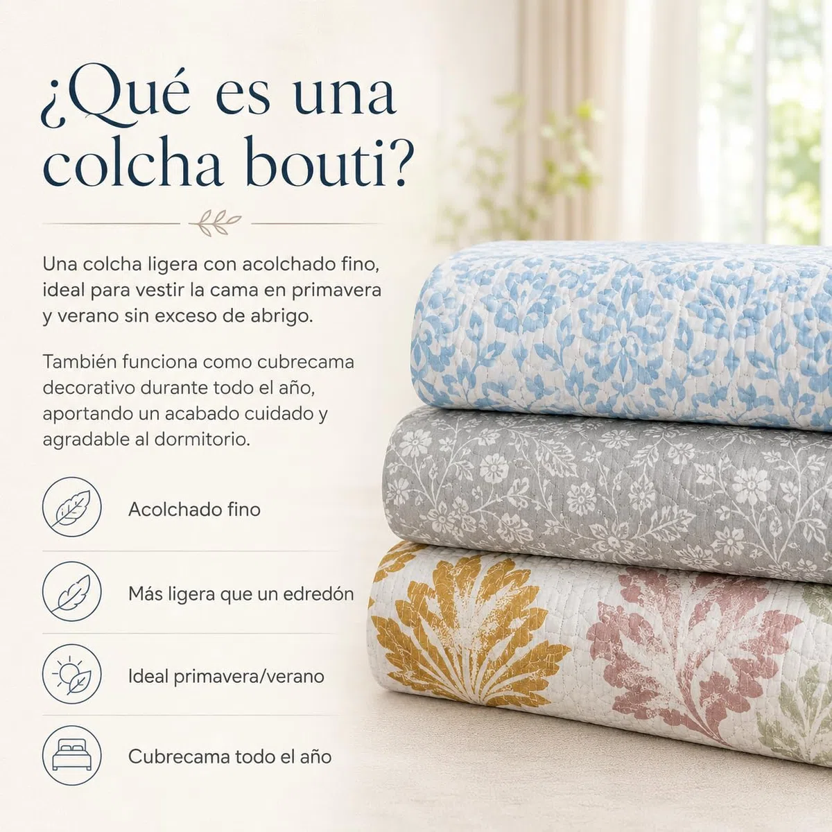 Rufino Díaz Colcha Bouti Verano Reversible Kenny (Blanco - 90 cm) - para una sensación acogedora y de Confort - Tejido Suave, Agradable y Resistente