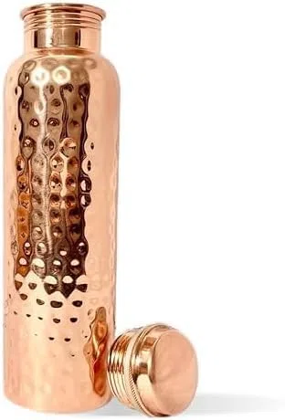 1 botella de agua de cobre con 1 vaso de cobre, juego de vasos para beber, utensilios de cocina, artículo de cobre para uso en cocina, paquete de 2 (botella de 1000 ml y vaso de 300 ml)