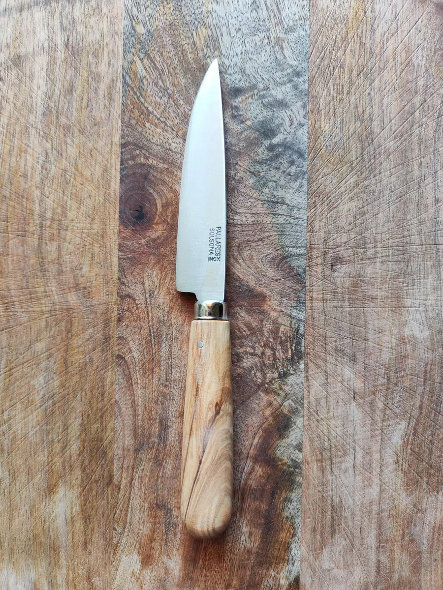 PALLARES Cuchillo Cocina Mango Redondo Madera de Olivo.Acero Inoxidable 10cm.
