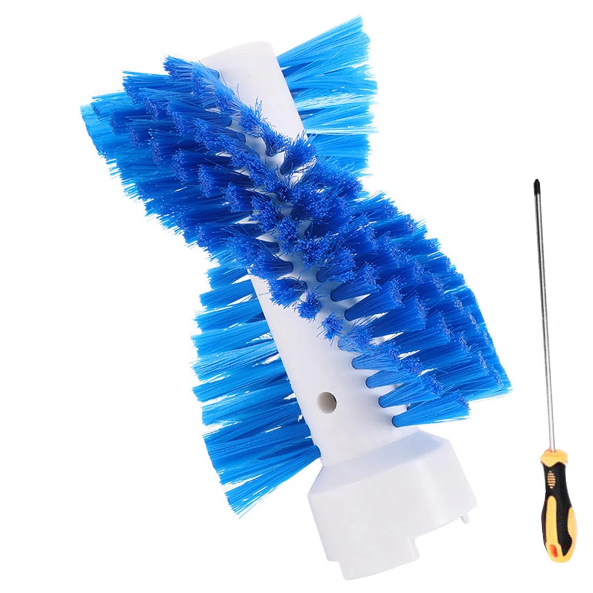 Cepillo para lavadora de zapatos con hebilla desmontable, limpieza de 360°, material de nailon y polipropileno, blanco y azul, 25 mm de grosor, 50 mm de longitud