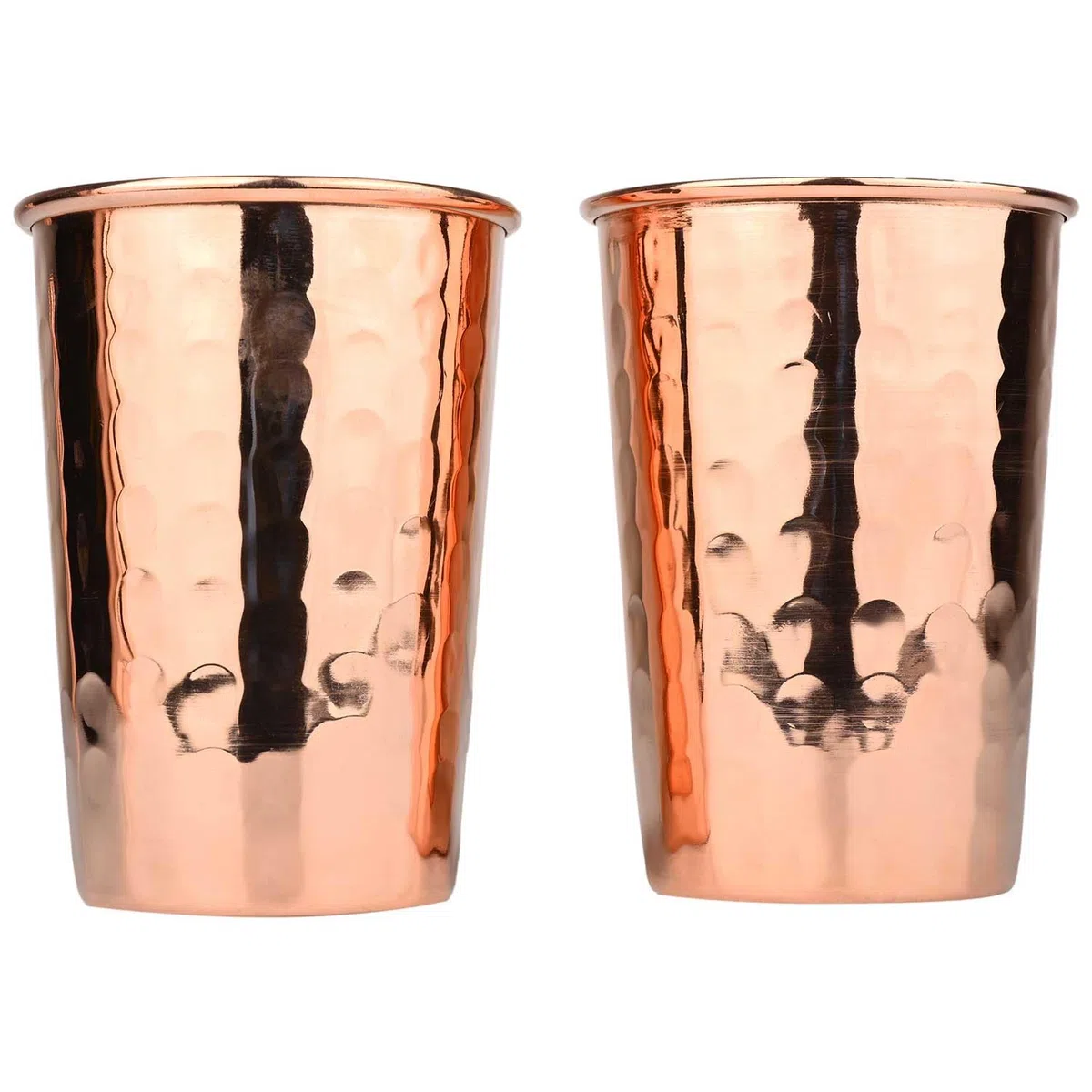 ANCIENTIMPEX Juego de 2 vasos de cobre puro, vasos martillados de 300 ml, vasos ayurvédicos hechos a mano para beneficios para la salud, vasos de agua para uso doméstico y de oficina