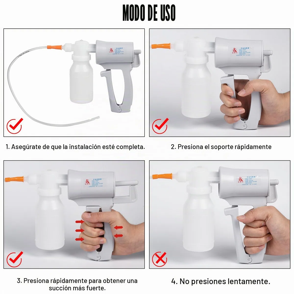 Bomba de succión manual Aspirador de esputo Dispositivo de bomba de succión de flema Respiratorio de mano para ancianos domésticos (Tipo B)