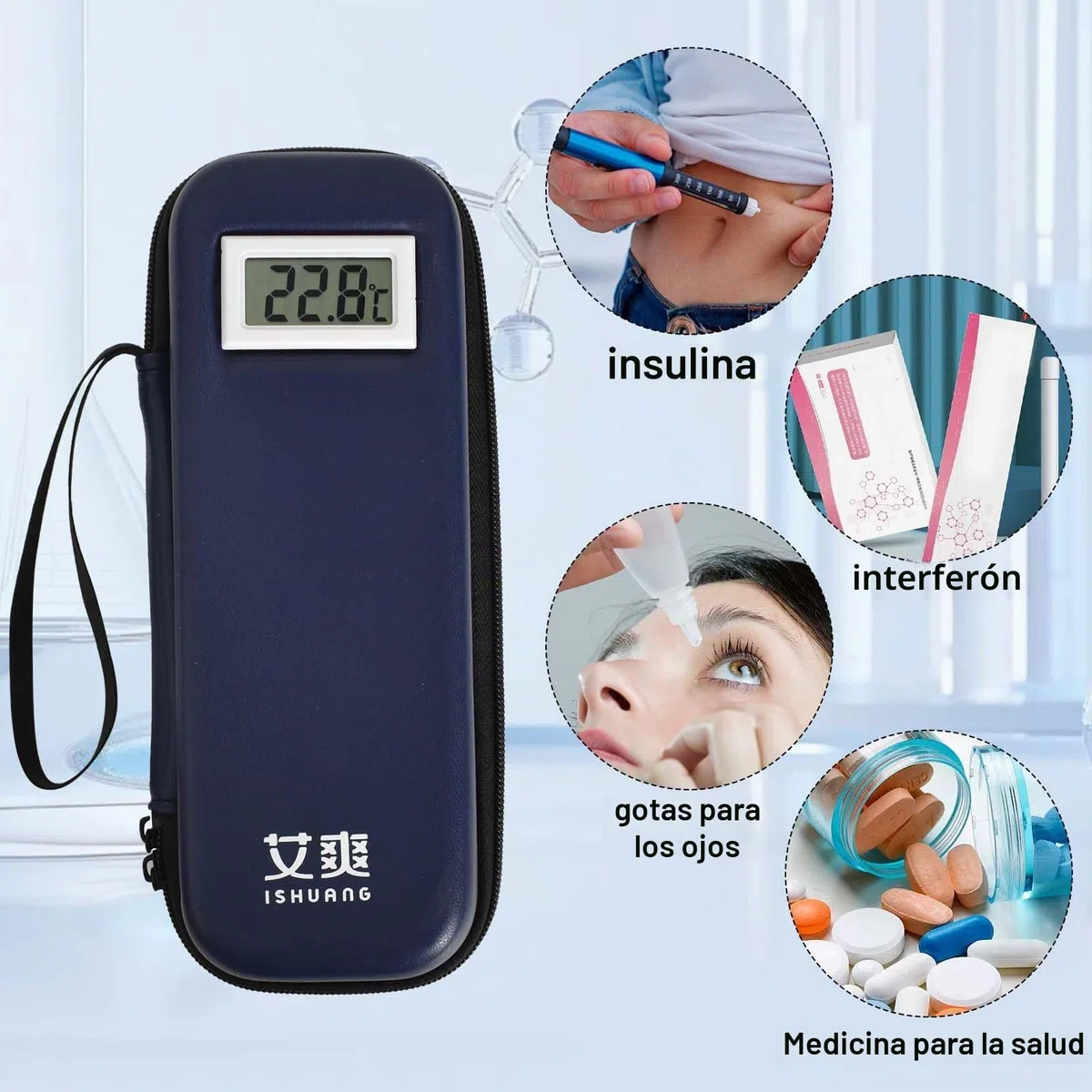 Estuche de Viaje para Enfriador de Insulina, Mini Enfriador de Medicamentos para Viajes, Estuche Aislado para Insulina y Otros Accesorios, Bolso Diabético, Maleta para Insulina