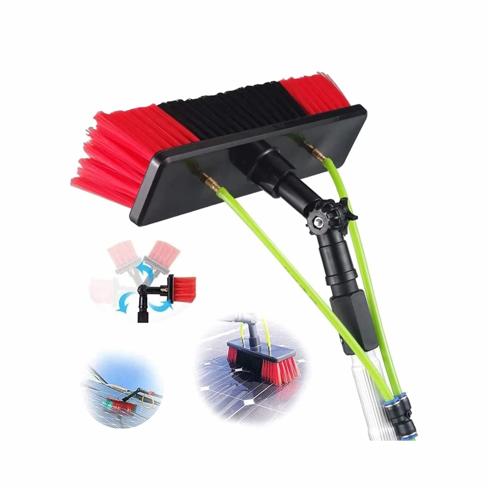Palo telescópico Extensible para Limpieza de Ventanas – Palo Ajustable de 10 m con Cepillo de 30 cm para una Limpieza de Ventanas sin Esfuerzo, Ideal para Uso doméstico y Profesional.