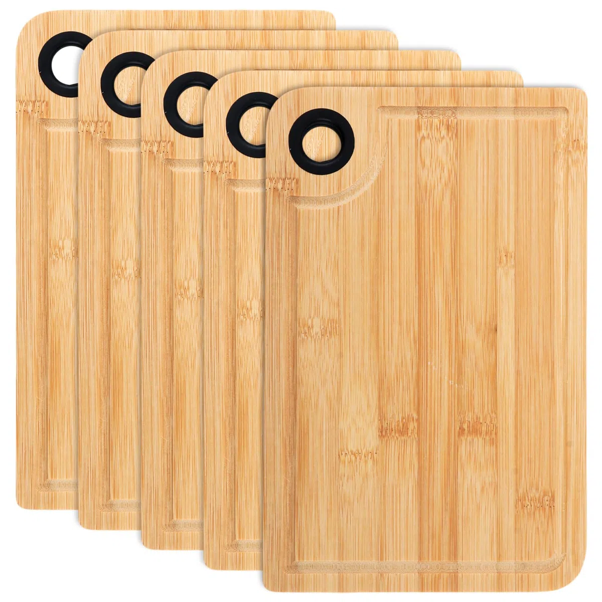 5 Piezas Tabla de Cortar Bambú 28 x 18 cm, Tabla Cortar Madera para Cocina, Tablas de Cocina Ligeras para Pan Desayuno Fruta Queso y Servir Aperitivos