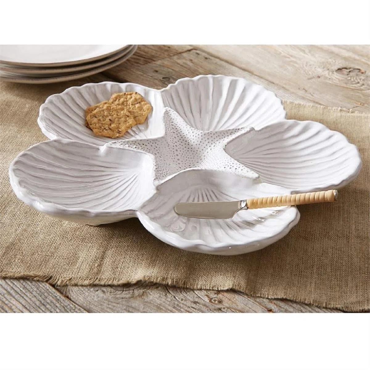 Mud Pie Shell Plato seccional, 2 piezas