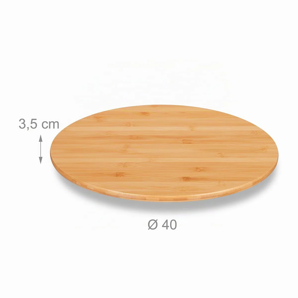 Relaxdays Plato Giratorio Redondo de Madera, Soporte Tartas, Bandeja Aperitivos, Soporte Especias, Bambú, Ø 40cm, Marrón
