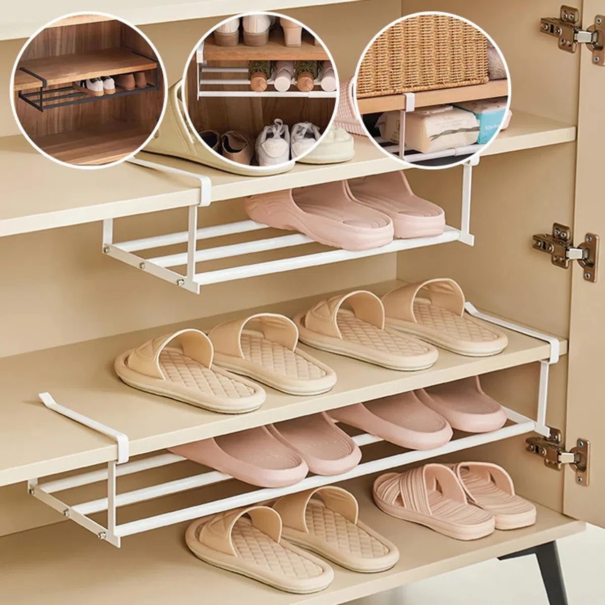 Organizador de zapatos, bandeja retráctil para zapatos, soporte para zapatos, cajón de ahorro de espacio, estante divisor de cajones, bandeja retráctil en capas para zapatos, pantuflas